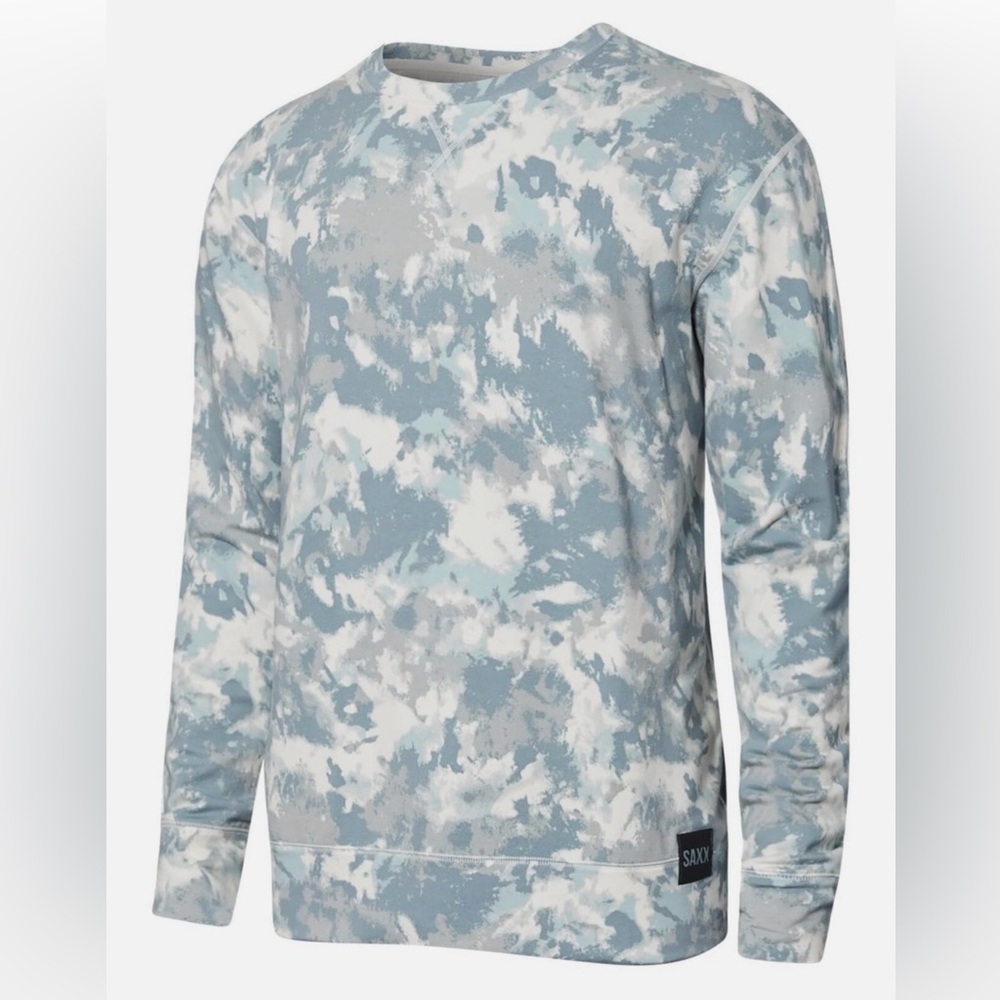 SAXX Blue and Gray Patterned Long Sleeve Shirt